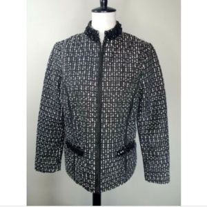 Chico's Black White Tweed  Bead Blazer Jacket 1